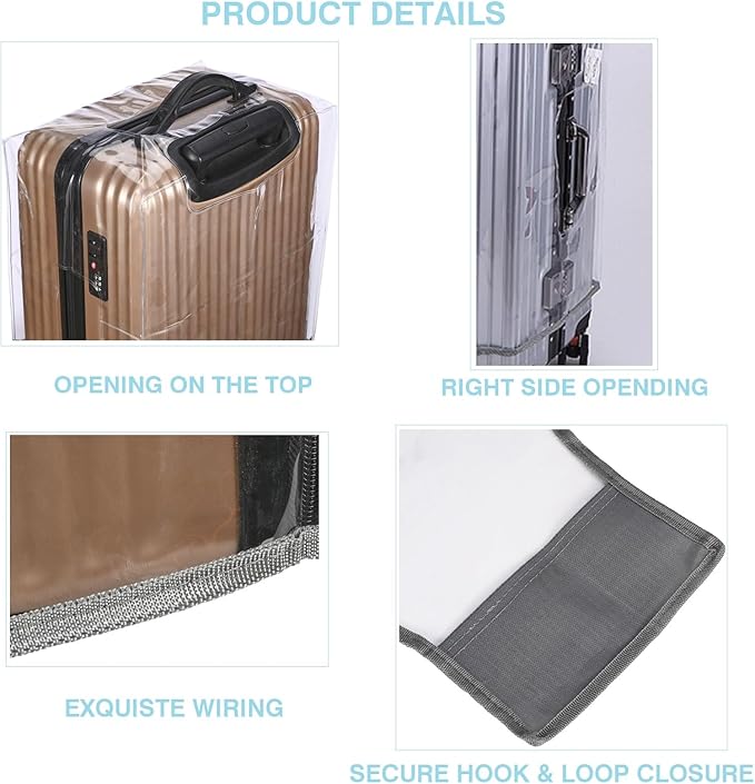 Clear PVC Suitcase Cover Protectors Thicken Luggage Cover Protector Full Transparent Waterproof Wheeled Dustproof Luggage Sleeve Protector 26"