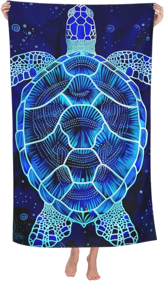 Microfiber Beach Towel, Sea Turtle Beach Towels 32x52in,Quick Dry, Sand Free, Ultra Soft & Oversized Towel for Travel, Outdoor, Bathroom, Swimming - Ideal for Pool, Camping, Yoga, or Gift Decor