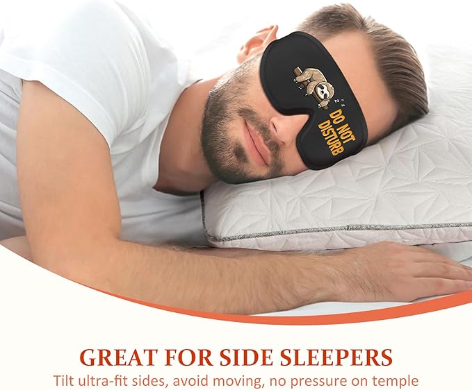 Funny 3D Zero Pressure Sleep Eye Mask for Men Women Side Sleeper, Adjustable Blackout Soft Breathable Eye Masks for Travel Nap Night Sleep, Humorous Gift Stocking Stuffers (DO NOT Disturb)