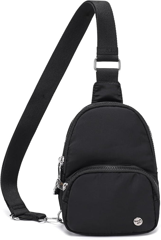 NEICOA Anti Theft Crossbody Bags for Women Small Nylon RFID Sling Bag Lightweight Travel Purse for Daily Casual Use(Black)