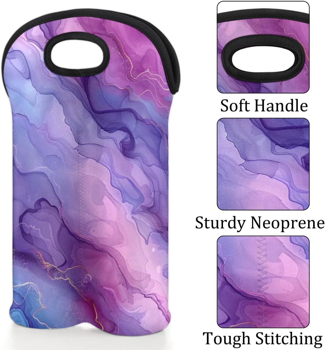 Wine Carrier Tote Personalized Bag for 2 Bottles - Neoprene Wine Bottle Holder with Carry Handle, Wine Protective Bag Insulated Bag Beer Cans Water Bottle Holder for Travel Picnic,Style13