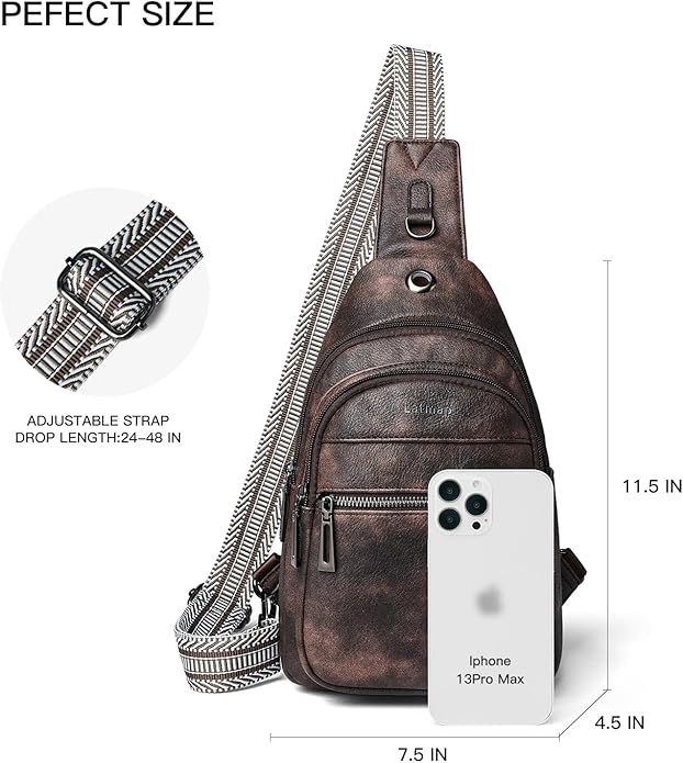 Sling Bag For Women Faux Leather Small Casual Daypack Backpack Fanny Pack Crossbody Chest Bags Purse
