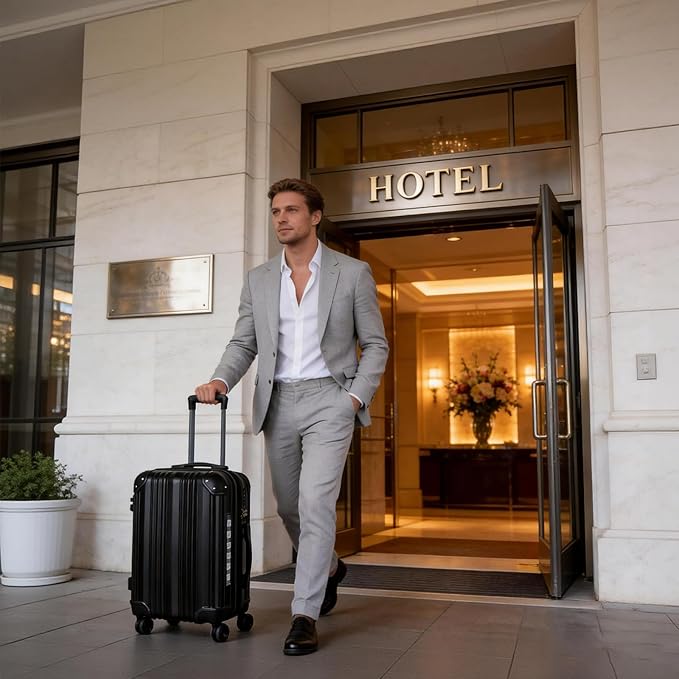 OUZZO 20 Inch Expandable Carry On Luggage 22x14x9 Airline Approved Hardshell Suitcases with Wheels Durable Lightweight Travel Luggage with TSA Lock USB Port for Business Trip Weekend Getaway
