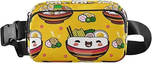 Kawaii Noddle Fanny Pack for Women Men Water Resistant Fashion Waist Packs with Adjustable Strap Belt Bag for Travel Workout Jogging Hiking 21219005