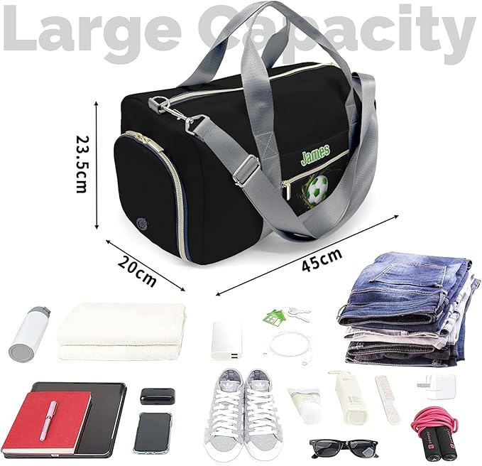 Personalized Tactical Gym Bag For Men，Custom Travel Duffel Bag with Name，Sports Workout Travel Bag with Shoes Compartment-Soccer 2