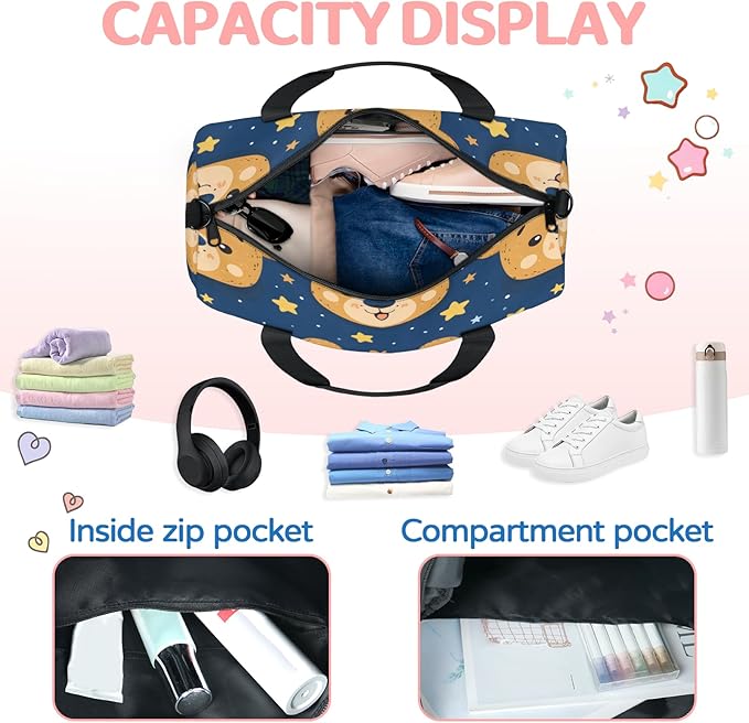 Bears Star Travel Duffle Bag for Women Men, Overnight Weekender Bag, Carry on Tote for Sport Gym