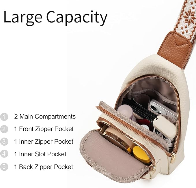 GAEKEAO Sling Bag for Women Crossbody Bags Fanny Pack Vegan Leather Chest Bag Travel Shoulder Belt Purse Backpack Gifts