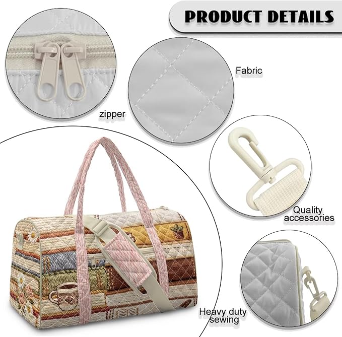 COEQINE Quilted Duffle Print Travel Gym Bag for Women Travel Book Themed Quilted Tote Bag For Womens Carry On Weekender Gym Bag&toiletry Bag,Purses for Woman