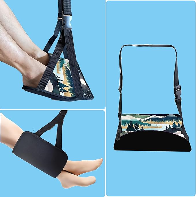 Foot Hammock For Plane Travel Essentials Relax Your Foot Rest For Airplane Gadgets Adjustable Airplane Travel Accessories For Flight Essentials,Office,Desk (Forest, 1 Pack)
