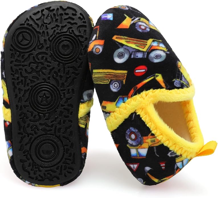 XIHALOOK Toddler Boys Girls House Slippers with Microfleece Lining Cozy Household Shoes Non-slip for Kids