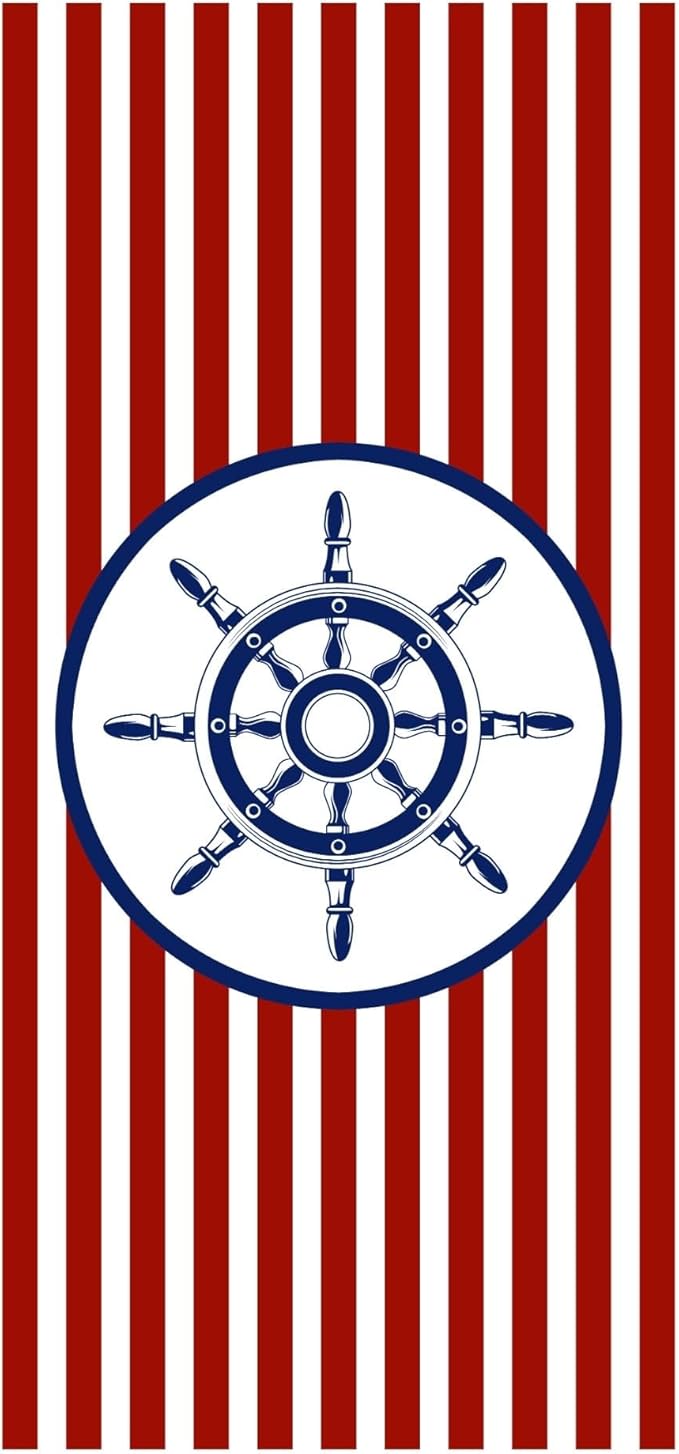 Maisonette 100% Cotton Beach Towels, Digitally Printed, Velour Woven, Ideal for Travel, Pool & Bath Towels, 350 GSM, 29.5"x59", Soft & Stylish Turkish Beach Towel for Adults, Rudder Design