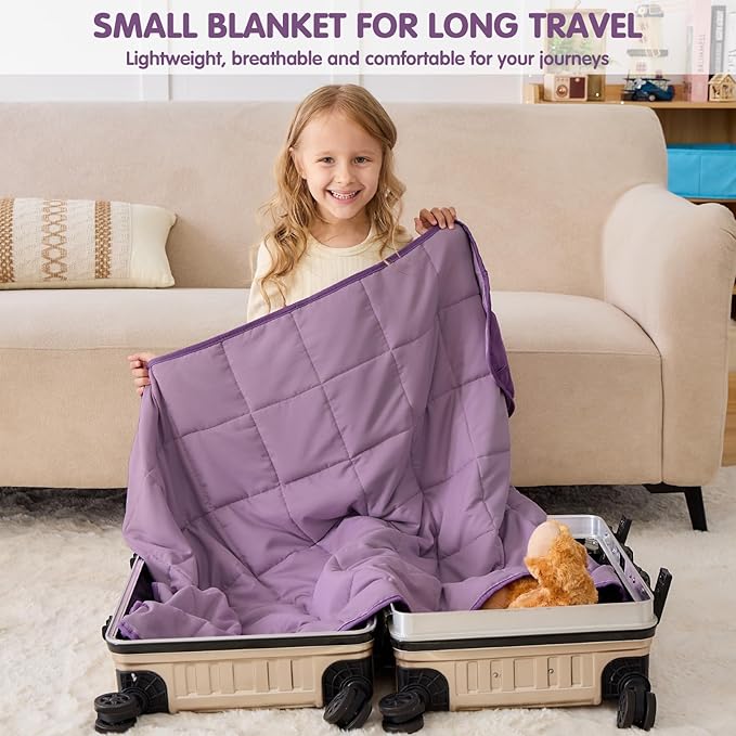yescool Purple Weighted Blanket 5 Pounds Cooling Weighted Lap Blanket, Heavy Blanket for Sleeping, Weighted Throw Blanket Gifts for 40-60lbs, 36"x48"
