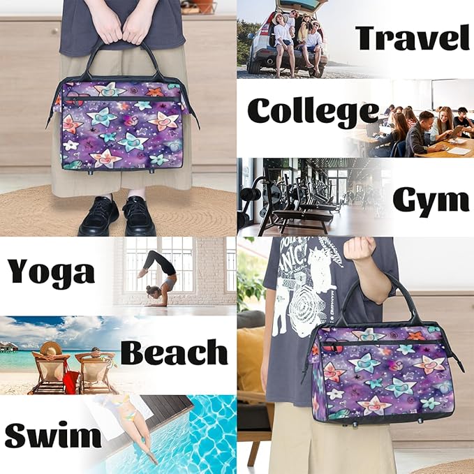 Cute Star Overnight Weekender Bag for Women Men Travel Duffel Bags Waterproof Luggage Carry on Sports Yoga Gym Bag