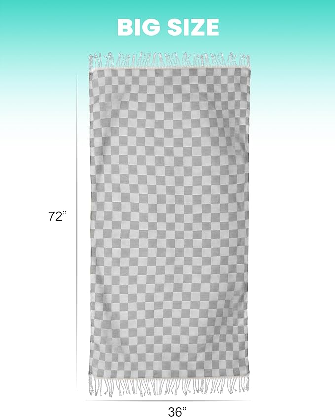 Checkered Plaid Turkish Bath Towel Beach Blanket Bathroom Essentials Swim Poolside Pool Accessories Swim Must Haves Hot Tub Spa Gadgets Adult Women Large Towel College Dorm Girl Student Things Stuff