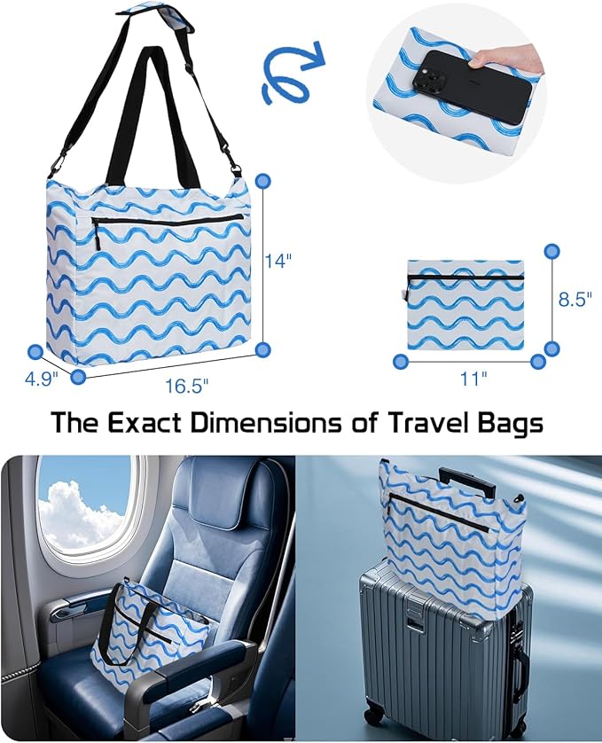Beach Bags Waterproof Sandproof, Foldable Travel Tote Bag, Large Capacity Pool Bag With Zipper, Lightweight Swim Bag Women Men, Family Tote for Cruise, Boat, Gym, Vacation