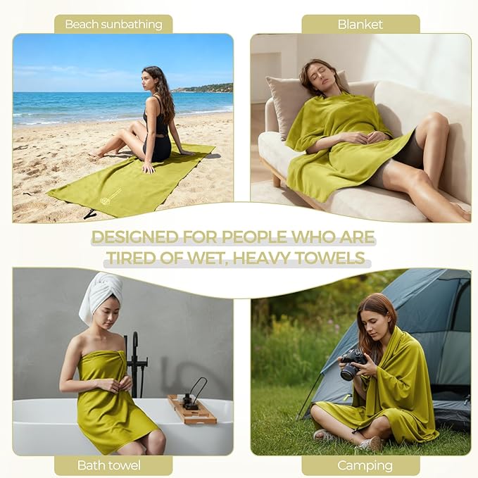 Microfiber Travel Towel, Soft Lightweight Quick Dry Towel, Super Absorbent Compact Travel & Sports & Beach Towels for Camping, Backpack, Gym, Swimming, Yoga, Hiking (Yellow, XX Large)