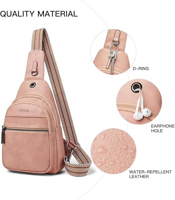 Sling Bag For Women Faux Leather Small Casual Daypack Backpack Fanny Pack Crossbody Chest Bags Purse