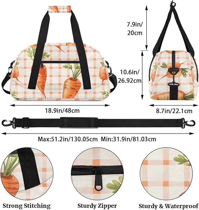 Vegetables Carrots Kids-Duffel-Bags Gymnastics Dance Bag Carry-On Overnight Travel Gym Lightweight Dance Sports Bags For Girls Boys Kids，