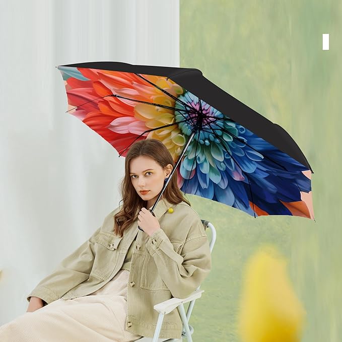 MRTLLOA 42/49 Inch Compact Travel Essentials Umbrella for Rain, Lightweight, Portable, Automatic, Strong, Waterproof Folding Umbrellas for Women, Men and Teenagers