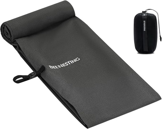 Bee Nesting Ultralight Quick Dry Towels for Backpacking, Microfiber Towel Tavel Accessories for Hiking, Beach, Gym, Swimming, Pocket Sweat Towels(2XL Black