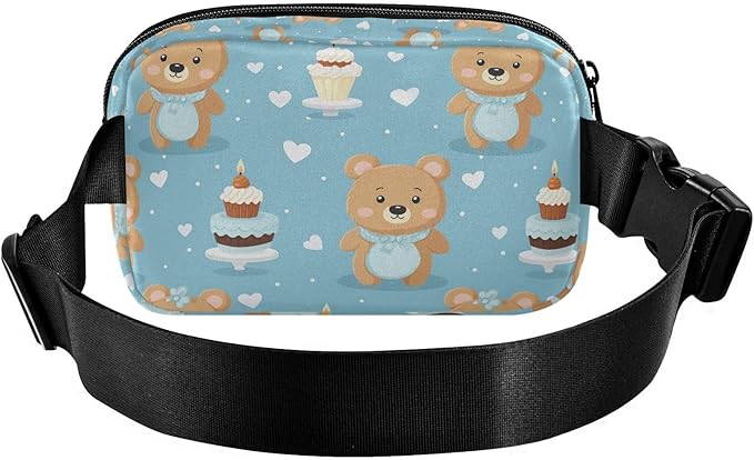 Cute Bear Cake Fanny Pack for Women Men Water Resistant Fashion Waist Packs with Adjustable Strap Belt Bag for Travel Workout Jogging Hiking 21219791