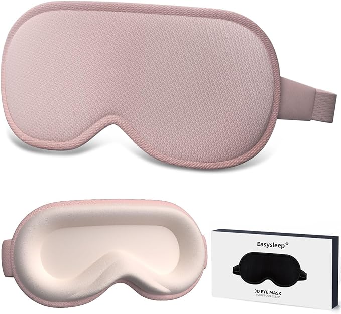Easysleep Sleep Mask for Side Sleeper Women Men Eye Mask with 3D Contoured Cup Sleeping Mask for Light Blocking Soft Breathable Eye Cover Night Blindfold Mask with Adjustable Strap