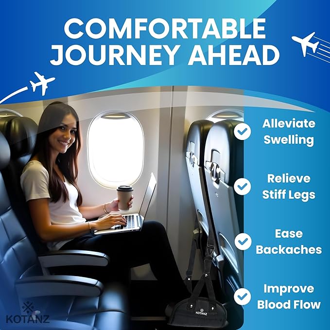 Adjustable Foot Hammock for Plane Travel – Airplane Foot Rest for Long Flight – Leg Hammock for Travel, Desk Leg Foot Hammock for Office and Airplane Essentials Accessories
