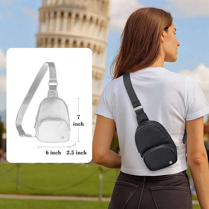 NEICOA Anti Theft Crossbody Bags for Women Small Nylon RFID Sling Bag Lightweight Travel Purse for Daily Casual Use(Black)