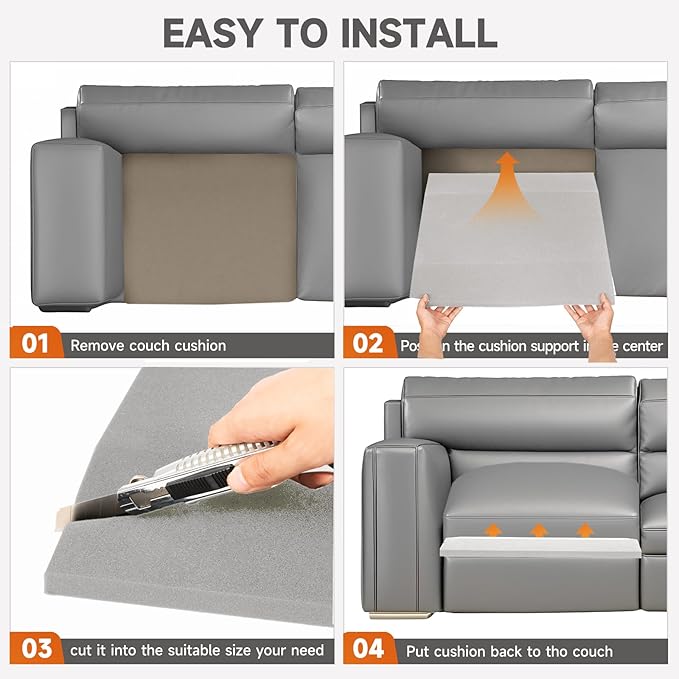 20"x20"Couch Cushion Support for Sagging Seat, Trapezoid 40D High Density Foam Couch,Sofa Cushion Support Replacement for Furniture Sagging, Grey(2PCS)