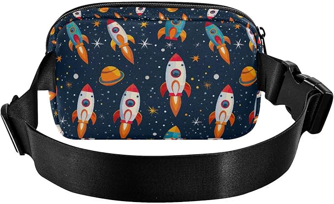 Space Rockets Fanny Pack for Women Men Water Resistant Fashion Waist Packs with Adjustable Strap Belt Bag for Travel Workout Jogging Hiking 21219348