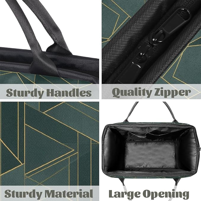 Teal Gold Geometric Lines Travel Duffel Bag, Waterproof Sports Gym Duffle Bag, Large Capacity Weekender Carry On Overnight Bags for Women Men