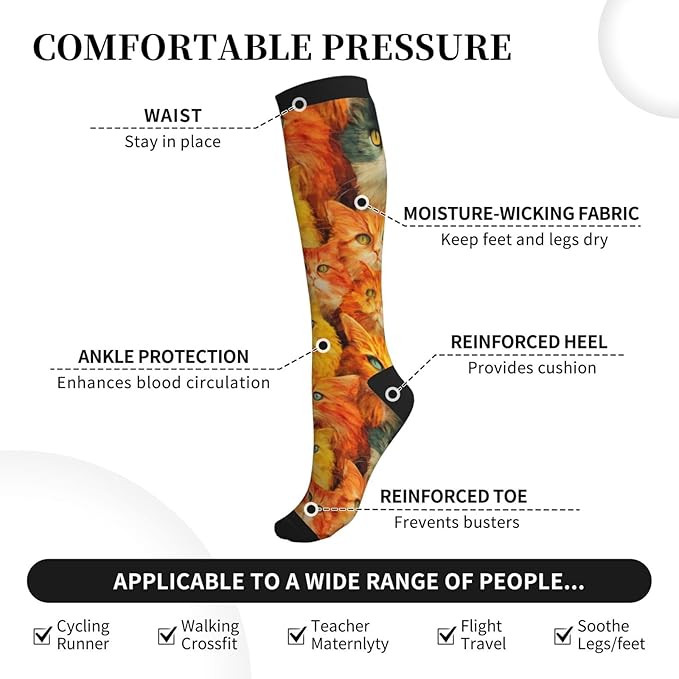 Compression Socks Knee High Circulation Support Socks For Women Men Athletic Running Work Hiking Cycling Travel