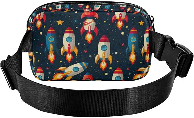 Kawaii Space Rockets Fanny Pack for Women Men Water Resistant Fashion Waist Packs with Adjustable Strap Belt Bag for Travel Workout Jogging Hiking 21219356