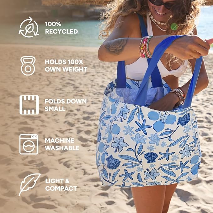 Dock & Bay Everyday Beach Tote Bag - Reusable Carrier Bag for Daily Use - Carries Up to 10kg - 100% Recycled Materials