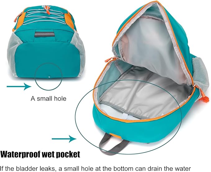 IVYGREEN Little Kids Hiking Backpack for Boys or Girls, Small Daypack for Camping or Travel (Teal blue, Medium)