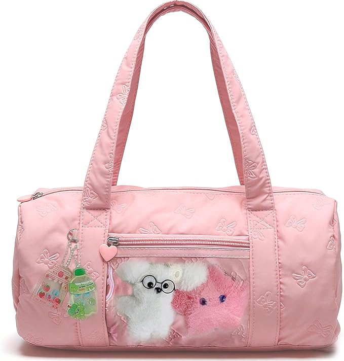 Ballet Bag Dance Bag for Girls Toddler Small Duffle Overnight Sleepover Dance Bags for 4-6 Ballerina,with Kawaii Ita Bags Pin Display Pocket
