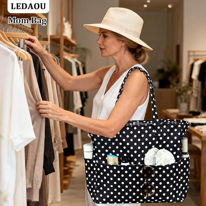 LEDAOU Large Beach Bag Women Waterproof Sandproof Zipper Beach Tote Pool Bag for Swim Gym Grocery Travel with Wet Pocket | Waterproof, Sandproof, Zipper, Pool, Gym, Grocery