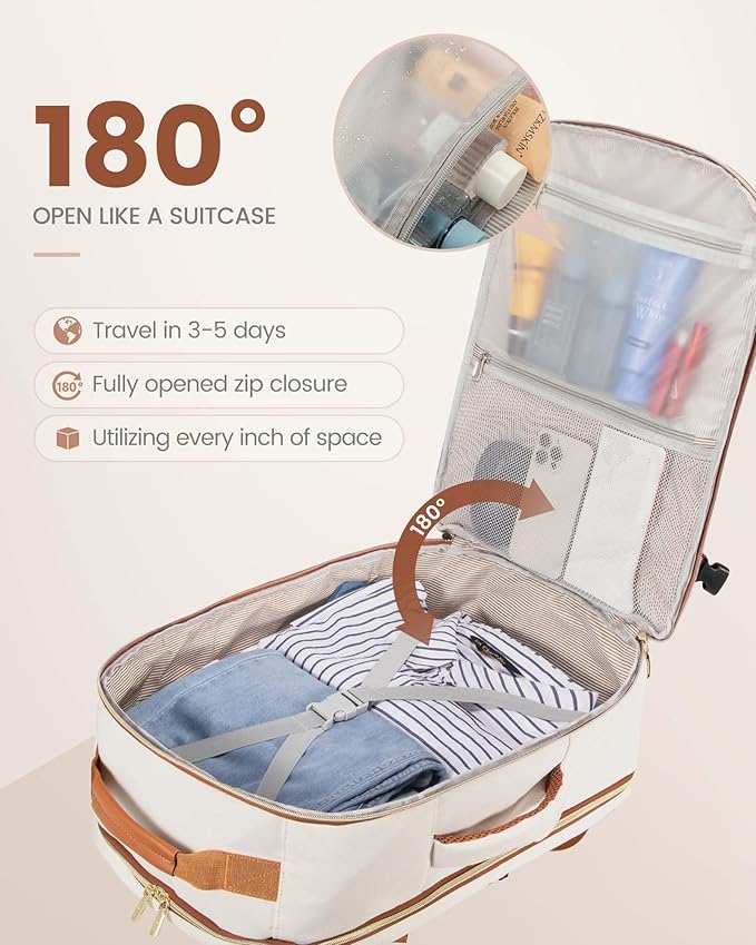 LOVEVOOK Travel Backpack for Women & Men 50L,Airline Approved Carry On Backpack Travel Essentials,TSA Carry on Luggage,Waterproof Personal Item Travel Bag,Suitcase with 3 Packing Cubes, Beige-Brown