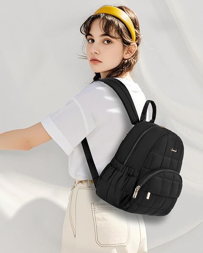 LOVEVOOK Small Backpack Purse for Women, Mini Puffer Backpack with Anti-theft Pocket, Lightweight Quilted Casual Daypack for Daily Work & Travel