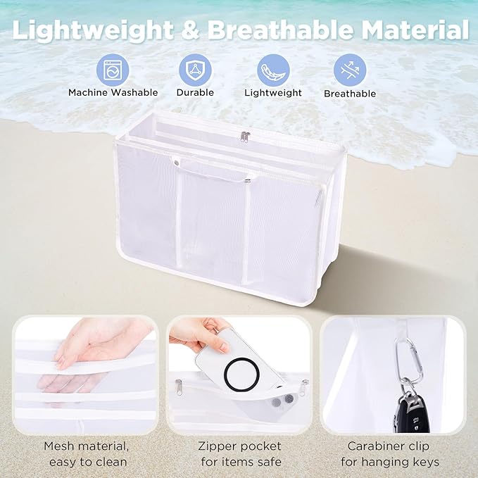 OUTXE Beach Bag Organizer Compatible with Baby Bogg Bag Accessories Inserts, Lightweight Mesh Insert Divider Pouch for Small Bogg Bags, Beach Tote Bags Insert for Organizing