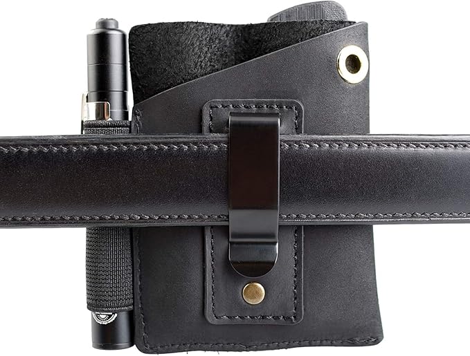 VIPERADE PJ12 Leather EDC Pocket Organizer for Belt, Multitool and Flashlight Holster, Leather EDC Holster with Pen Loop, EDC Leather Knife Sheath with Belt Clip