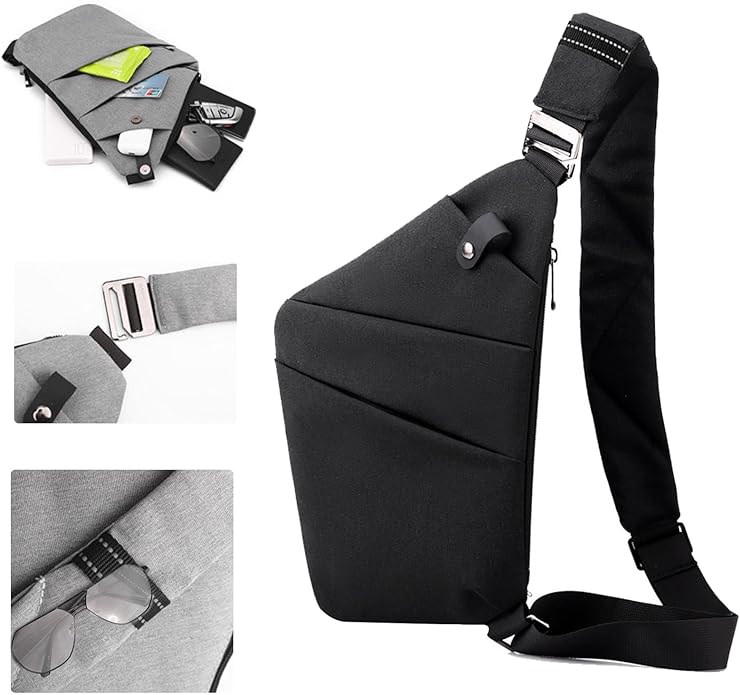 Crossbody Travel Bags for Women, Anti Theft Proof Safe Slim Sling Travel Purses, Personal Flex Shoulder Bag for Men Women