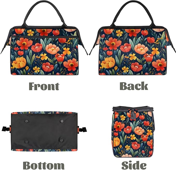 Rural Colorful Flower Overnight Weekender Bag for Women Men Travel Duffel Bags Waterproof Luggage Carry on Sports Yoga Gym Bag