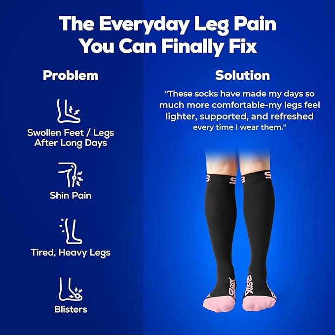 SB SOX Lite Compression Socks for Men & Women (15-20mmHg) – Best Compression Socks for Travel, Sports, and Daily Wear - XXL Sizes too!