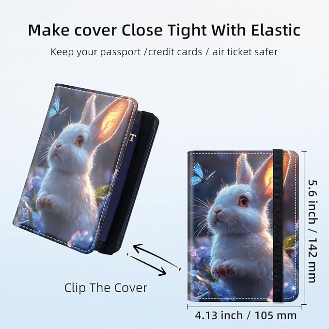 Passport Holder for Travel, RFID Blocking Passport Holder Travel Walle, Passport and Vaccine Card Holder, Vacation Must Haves Travel Accessories for Men Women, Cute Rabbit Garden