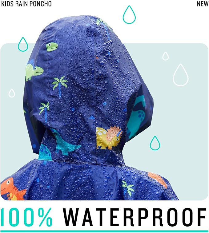 SaphiRose Lightweight Kids Rain Poncho Jacket Waterproof Outwear Rain Coat
