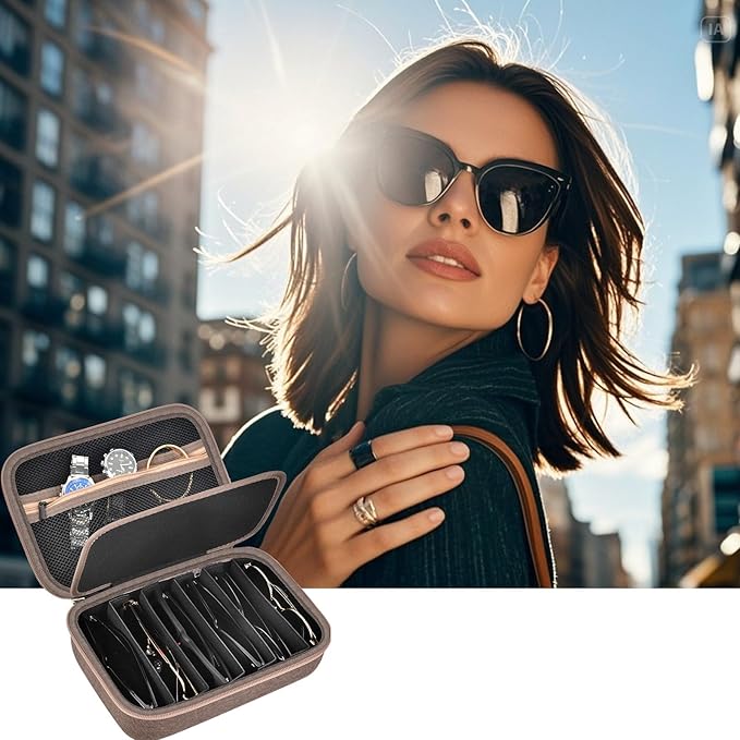 Travel Sunglass Organizer Case for Quay Polarized Sunglasses Men Women, Trendy Glasses Storage Box (Bag Only)