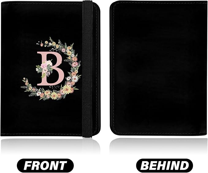 Cute Passport Holder and Holder Combo Passport Cover with RFID Blocking Women Men Compatible Wallet Credit Card Protector (Initial Monogram-B)