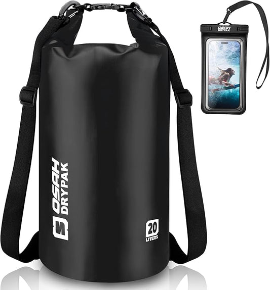 Waterproof Dry Bag, 5L/10L/20L/30L/40L Roll Top Lightweight Storage Backpack with Phone Case for Women & Men, Floating Waterproof Sack for Travel, Swimming, Kayaking, Paddle Board, Camping & Beach