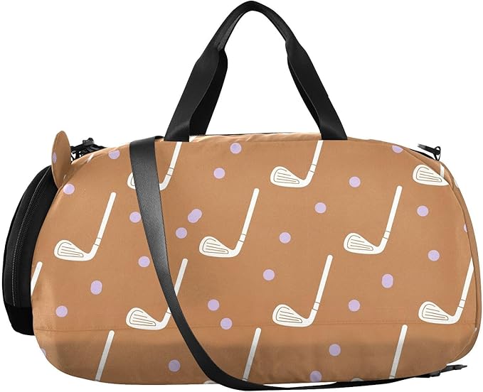 VIGTRO Golf Clubs Purple Dots Pattern Kids Overnight Travel Duffel Bag Sport Gym Bag for Boys Girls with Shoe Compartment, Carry On Weekender Luggage Bag for Dance Swim Yoga